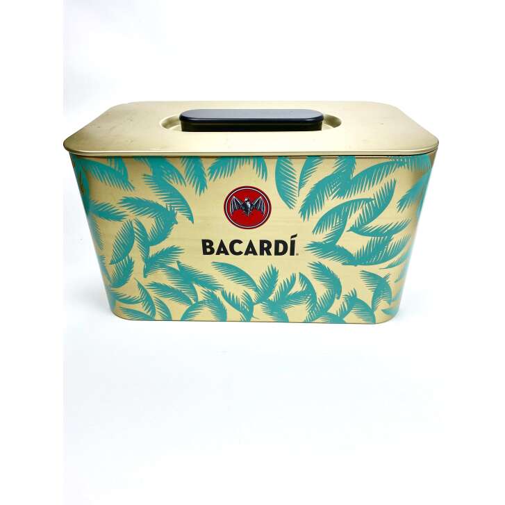 Bacardi rum cooler ice cube tray box bottle cooler palm tree gold mint