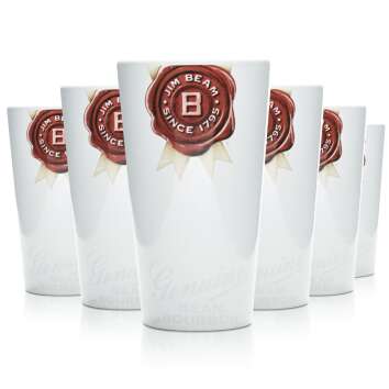 6x Jim Beam whiskey glass clay cup white