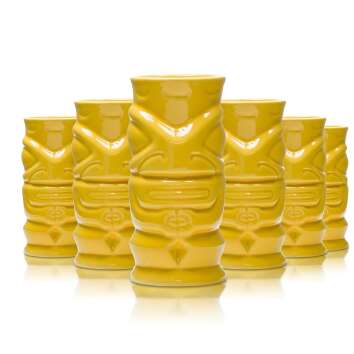 6x Mahiki rum glass mug yellow