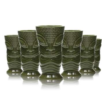 6x Mahiki rum glass clay mug green