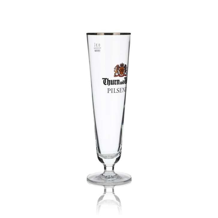 6x Thurn und Taxis glass 0.3l tulip beer glasses with gold rim, brewery set