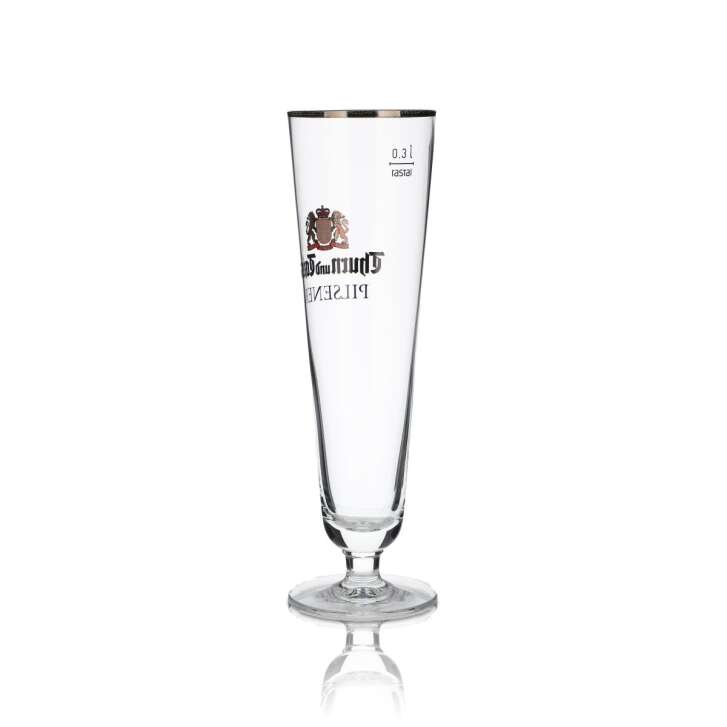 6x Thurn und Taxis glass 0.3l tulip beer glasses with gold rim, brewery set