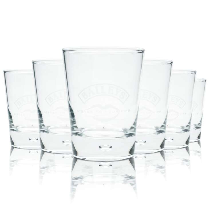 6x Baileys Glass Tumbler Listen to your Lips Air Bubble Glasses Air Bubble Bottom