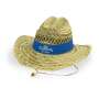 1x Corona beer straw hat natural blue ribbon
