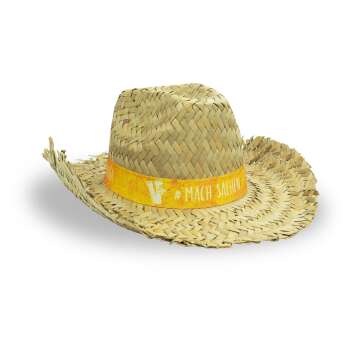 1x Veltins V+ beer straw hat yellow ribbon