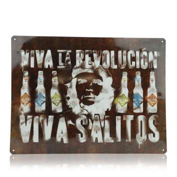 1x Salitos beer tin sign Viva La Revolution brown with...