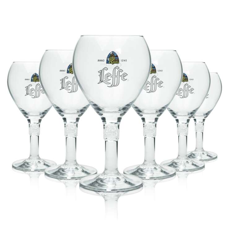 6x Leffe beer glass 0.33l – Design chalice trophy glasses Belgian beer Blonde Brown
