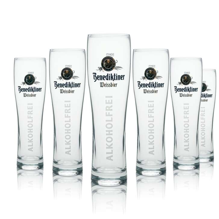 6x Benediktiner beer glass 0,5l Weizen Alkoholfrei Sahm Madison