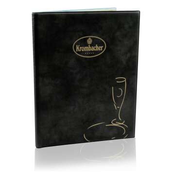 1x Krombacher beer menu card leather cover DIN A5