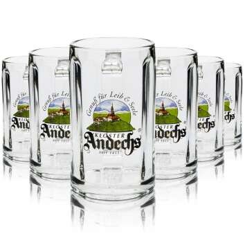 6x Kloster Andechs beer glass 0,3l Glückauf Krug