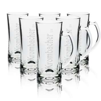 6x Krombacher glass 0.5l beer mug mug Seidel Relief...