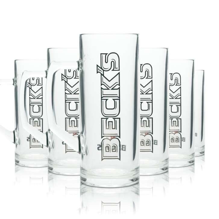 6x Becks beer glass jug 0,5l Reno Borgonovo Seidel Henkel glasses Humpem Krüge
