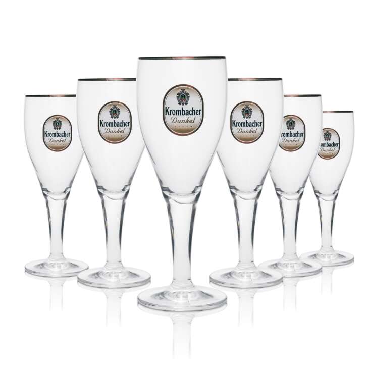 6x Krombacher glass 0,3l Dunkelpils goblet tulip gold rim glasses Gastro brewery