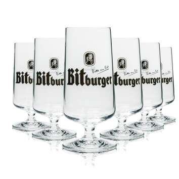 6x Bitburger glass 0.1l goblet tulip glasses gastro beer...