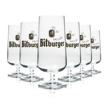 6 Bitburger beer glass 0,25l cup new