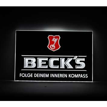1x Becks beer neon sign silver 55x36cm aluminum