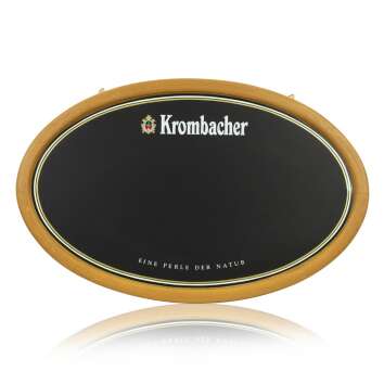 1x Krombacher beer board round fake wood 75x48