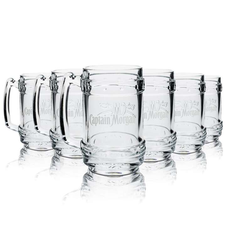 6x Captain Morgan rum glass jug with handle