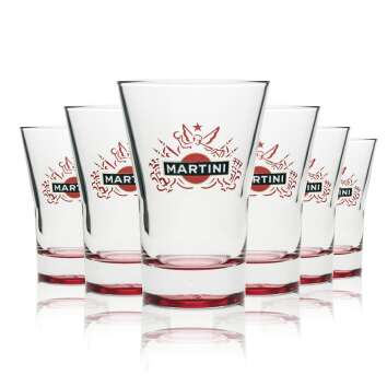 6x Martini vermouth glass tumbler 31cl red bottom