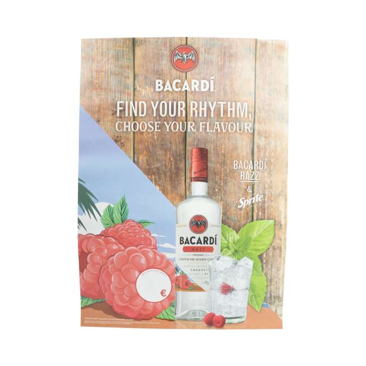 5x Bacardi Rum Poster Din A2 Razz Advertising Bar Decoration Price Board Stand Up Sign