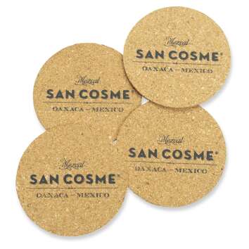 4x San Cosme Mezcal coaster cork round