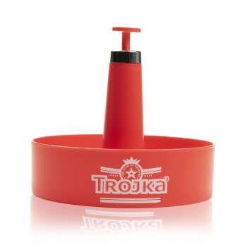 1x Trojka Vodka tray red round with holder