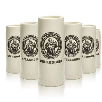 6x Franziskaner beer mug clay 0,2l Kellerbier