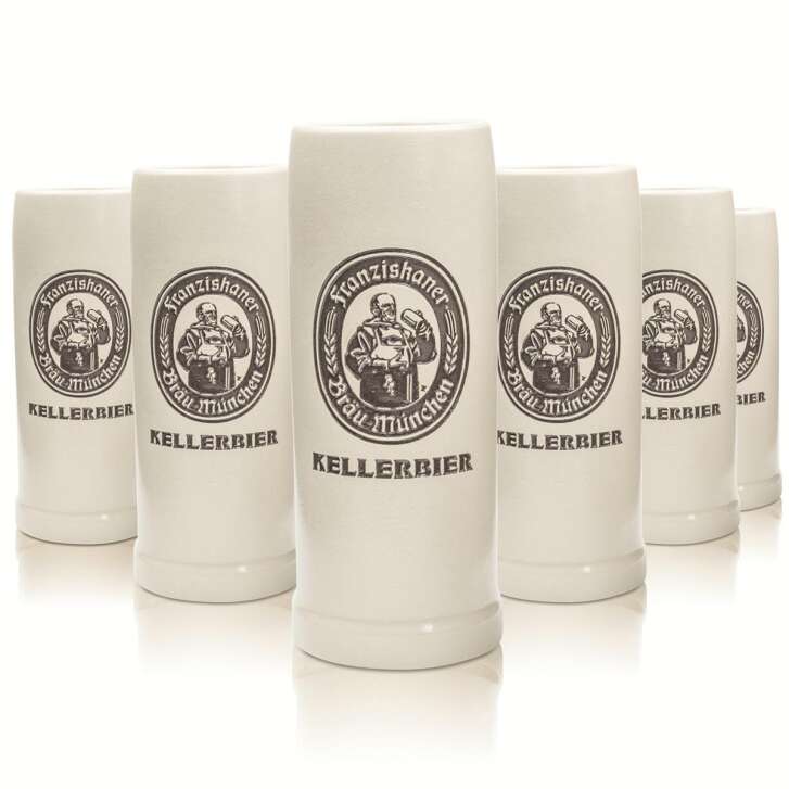 6x Franziskaner beer mug clay 0,5l Kellerbier