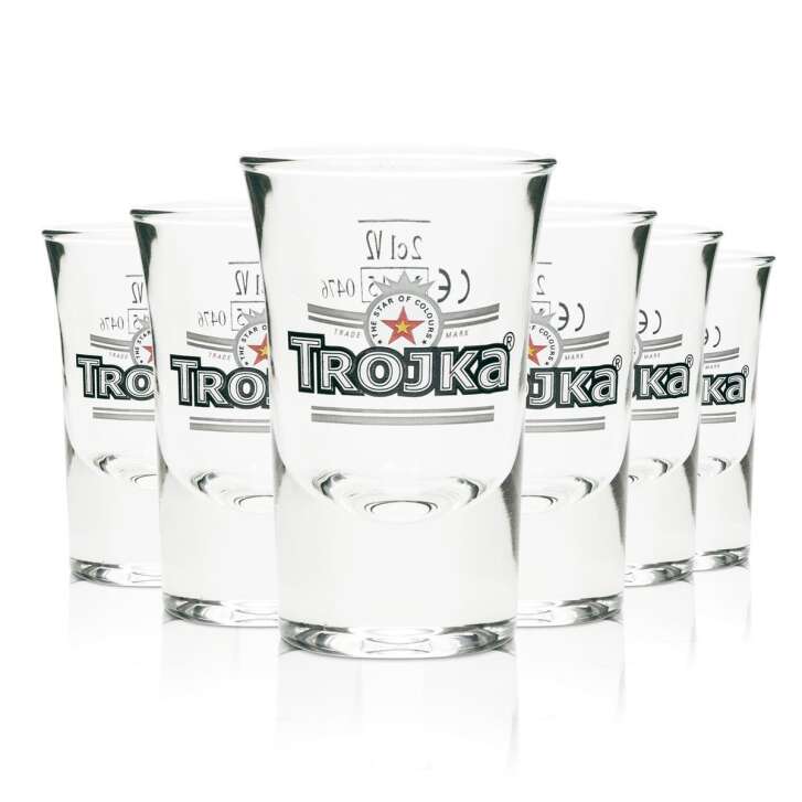 6x Trojka Vodka Glass Shot On pack 2cl