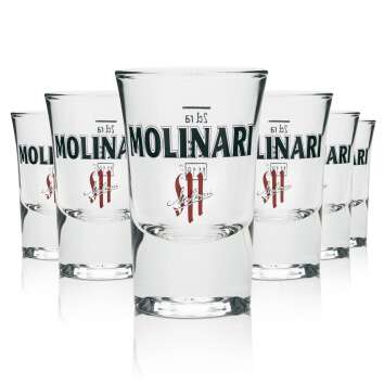 6x Molinari Sambuca Glass 2cl Shot Short Stamper Schnapps...