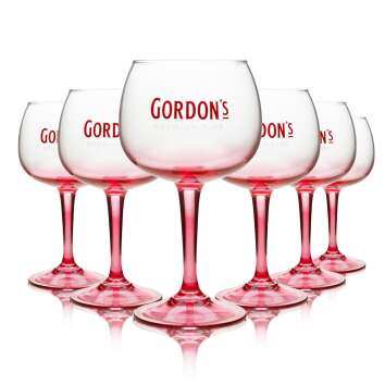 6x Gordons Gin Glass 0,4l Balloon pink Pink Glasses...