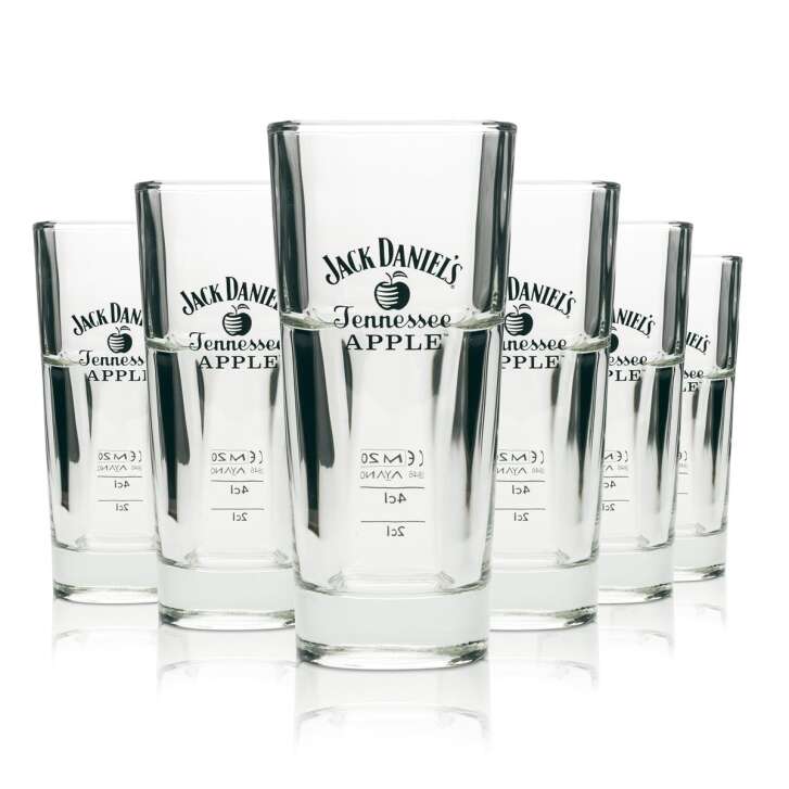 6x Jack Daniels whisky glass 0.34l long drink glass "Apple" Stackable