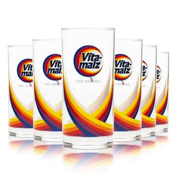 6x Vitamalz beer glass 0,2l colorful Longdrink