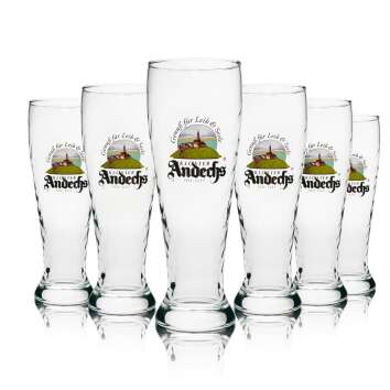 6x Kloster Andechs beer glass 0,5l wheat