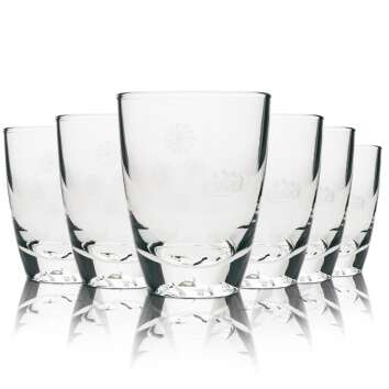 6x Evian water glass tumbler tree in the bottom