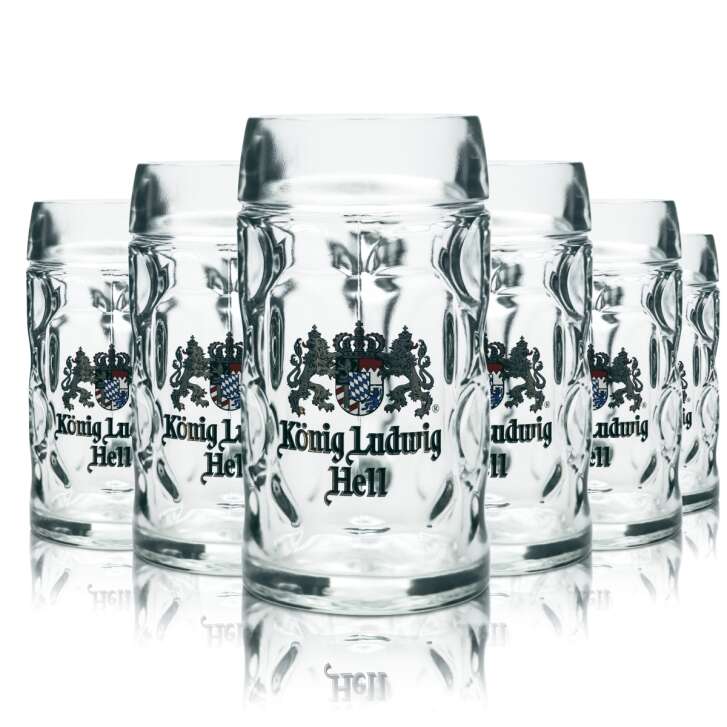 6x King Ludwig beer glass jug 0.5l Raute Sahm Seidel jugs Pils glasses wheat