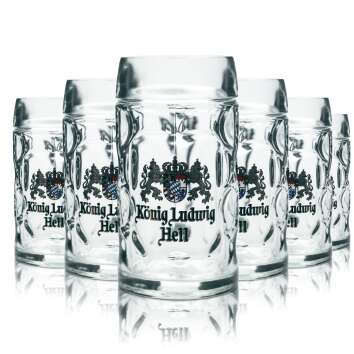 6x King Ludwig beer glass jug 0.5l Raute Sahm Seidel jugs...