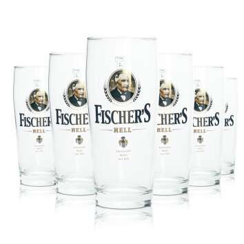 6x Fischers Glas 0,4l Willy Becher light beer glasses...