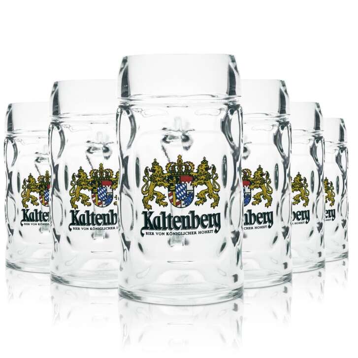 6x Kaltenberg beer glass 0,5l Isar Seidel jug