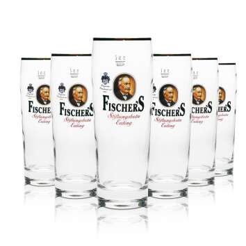 6x Fischers beer glass Willy mug 0,5l Rastal