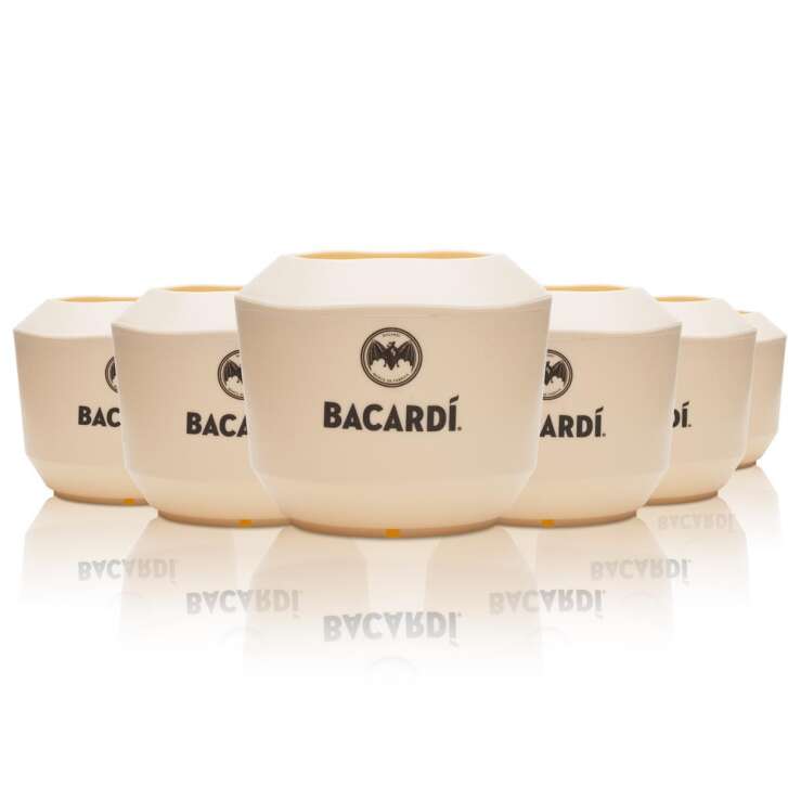 6x Bacardi Rum glass coconut cup beige