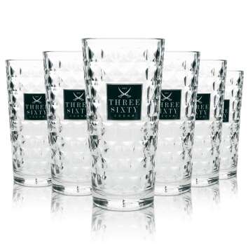 6x Three Sixty Glass 0,33l Longdrink Cocktail Glasses...