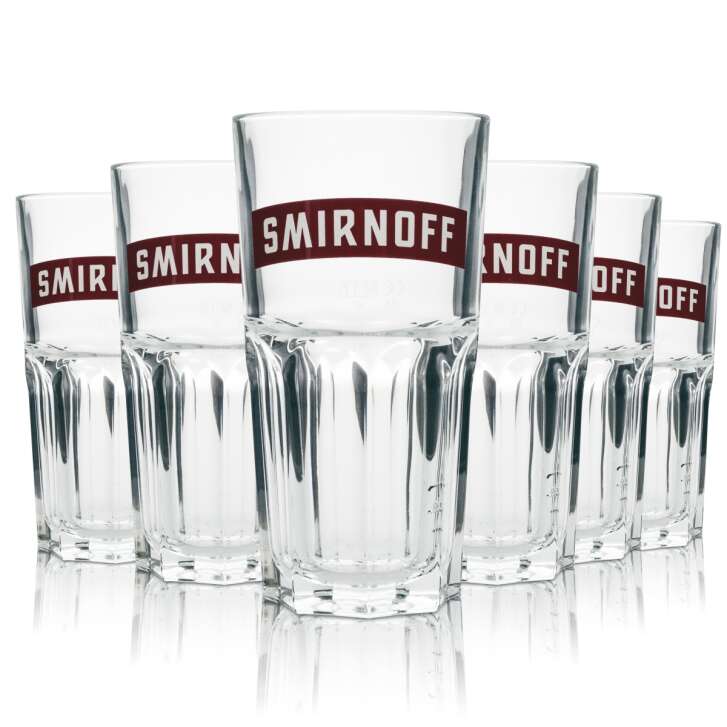 6x Smirnoff Vodka glass long drink red lettering