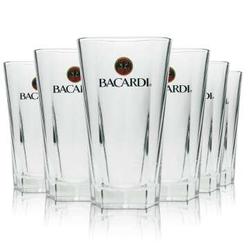 6x Bacardi Rum Glass Longdrink 5eck 355ml