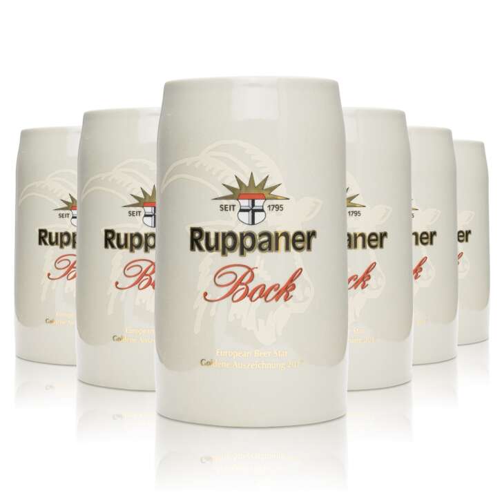 6x Ruppaner beer glass porcelain mug 500ml