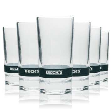 6x Becks beer glass longdrink 250ml gray stripe
