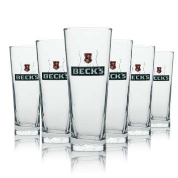 6x Becks Glass 0.5l Henry Mug Contour Glasses Gastro Pils...