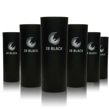 6x 28 Black Energy glass long drink matte black 220ml