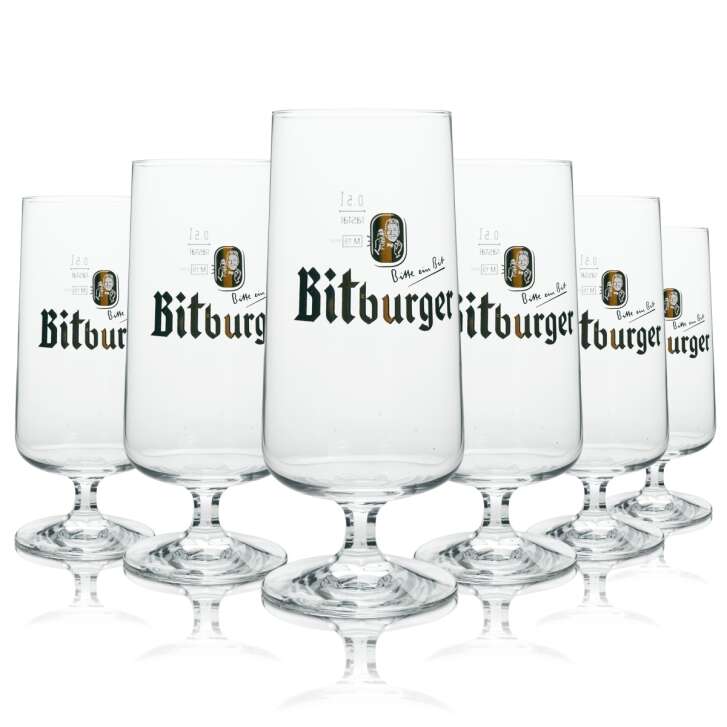 6x Bitburger Beer Glass Exclusiv Goblet 500ml rastal
