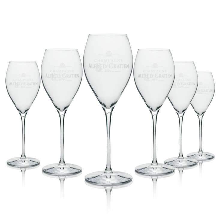 6x Alfred Gratien champagne glass flute white logo 280ml rastal